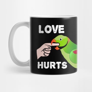 Love Hurts Indian Ringneck Male Parrot Biting Mug